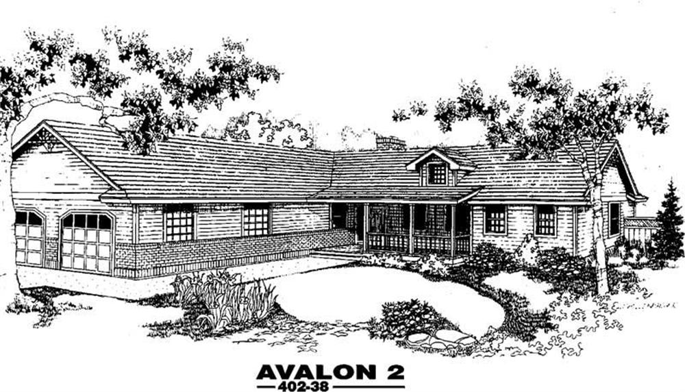 Front view of Ranch home (ThePlanCollection: House Plan #145-1728)