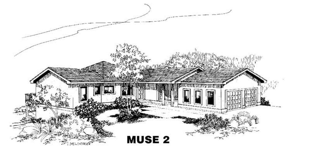 Front view of Ranch home (ThePlanCollection: House Plan #145-1734)