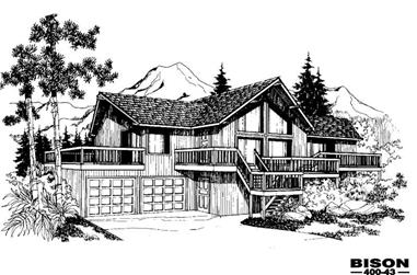 2-Bedroom, 1450 Sq Ft Contemporary House Plan - 145-1736 - Front Exterior