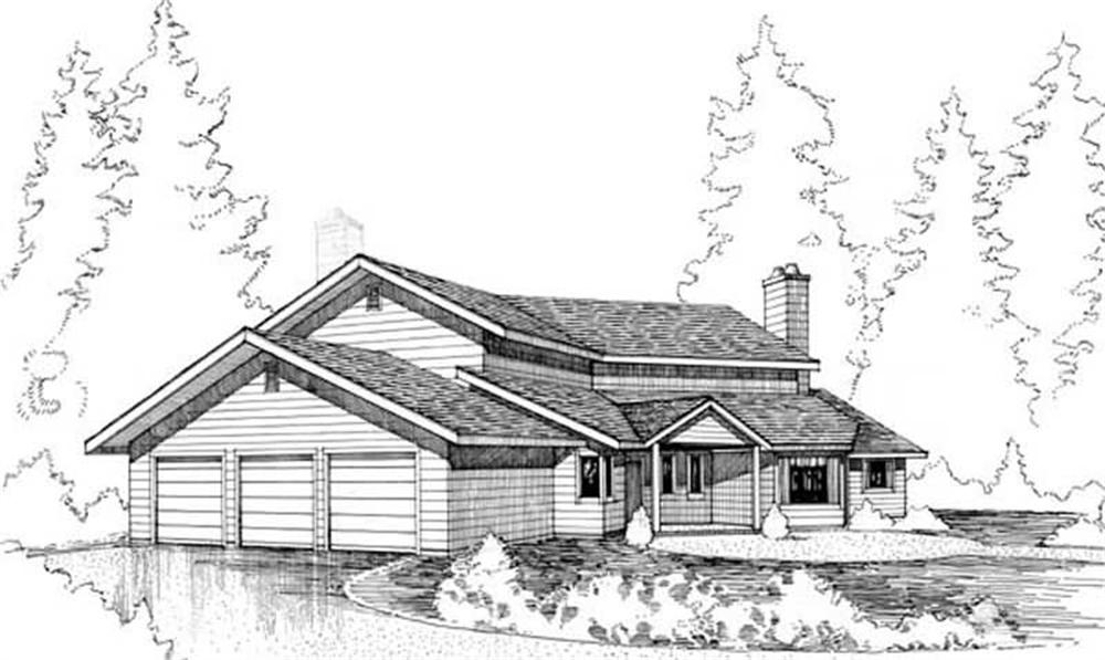 Front view of Contemporary home (ThePlanCollection: House Plan #145-1740)
