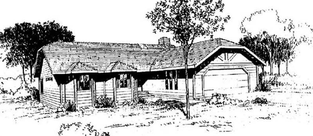 Front view of Ranch home (ThePlanCollection: House Plan #145-1746)