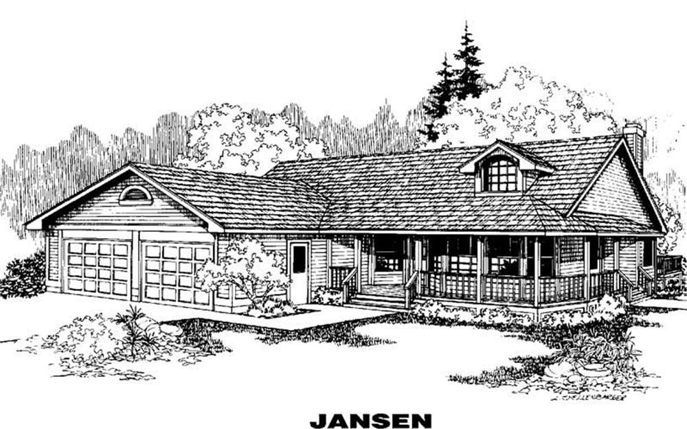 Front view of Country home (ThePlanCollection: House Plan #145-1750)