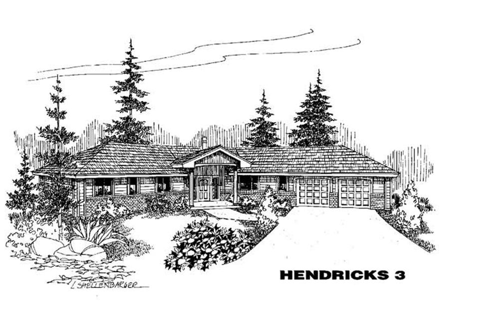 Front view of Ranch home (ThePlanCollection: House Plan #145-1753)