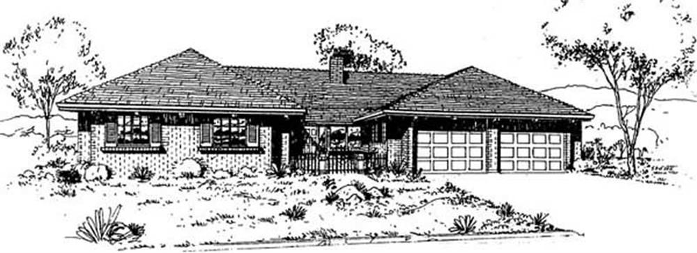 Front view of Ranch home (ThePlanCollection: House Plan #145-1774)