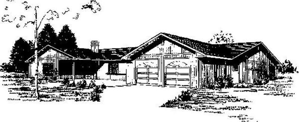 Front view of Ranch home (ThePlanCollection: House Plan #145-1791)