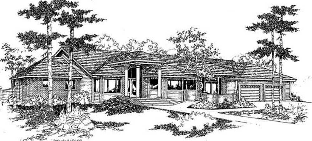 Front view of Colonial home (ThePlanCollection: House Plan #145-1800)