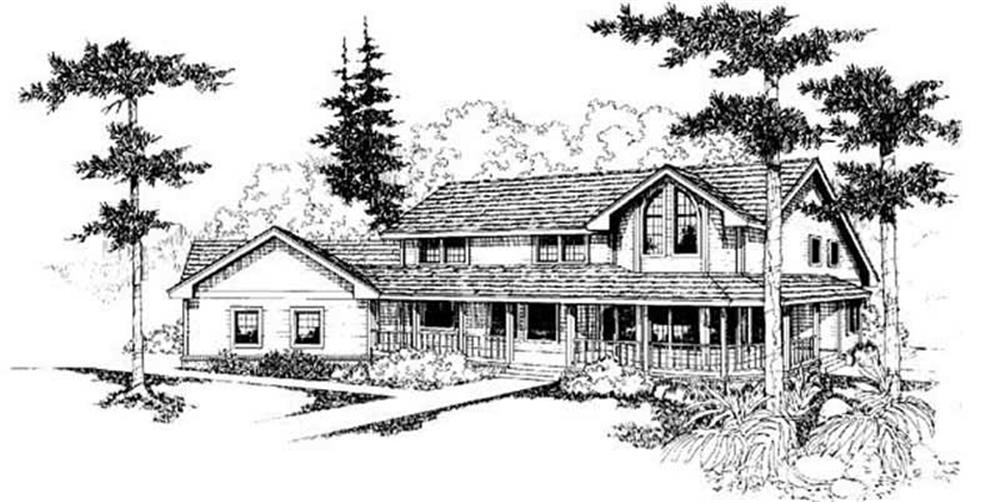 Front view of Country home (ThePlanCollection: House Plan #145-1801)