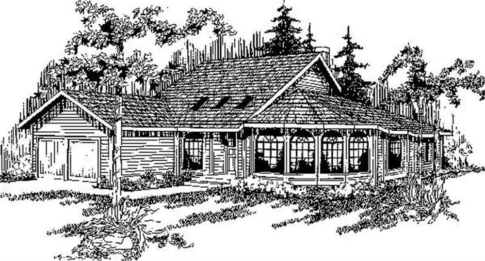 Front view of Log Cabin home (ThePlanCollection: House Plan #145-1802)