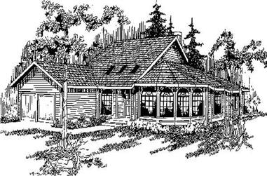 3-Bedroom, 2876 Sq Ft Log Cabin House Plan - 145-1802 - Front Exterior