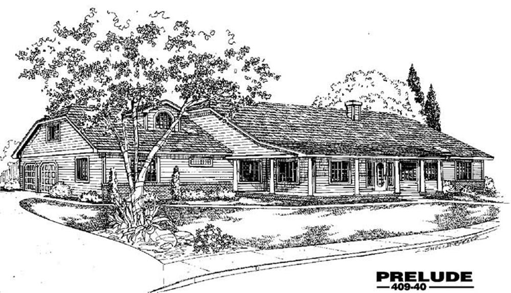 Front view of Country home (ThePlanCollection: House Plan #145-1817)