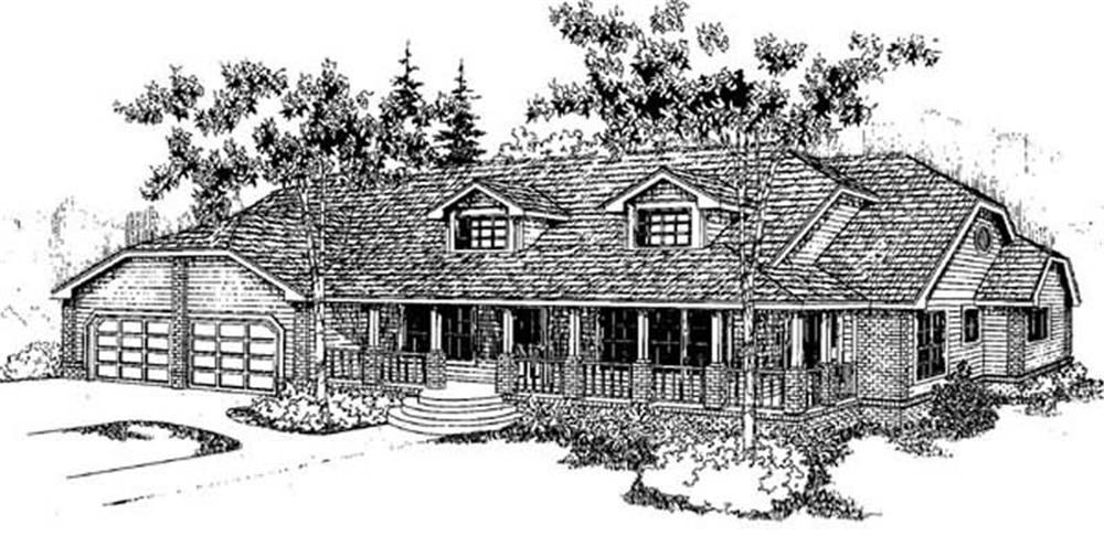 Front view of Ranch home (ThePlanCollection: House Plan #145-1865)