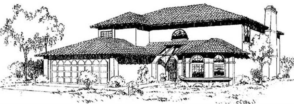 Front view of Mediterranean home (ThePlanCollection: House Plan #145-1873)