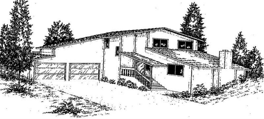 Front view of Contemporary home (ThePlanCollection: House Plan #145-1877)