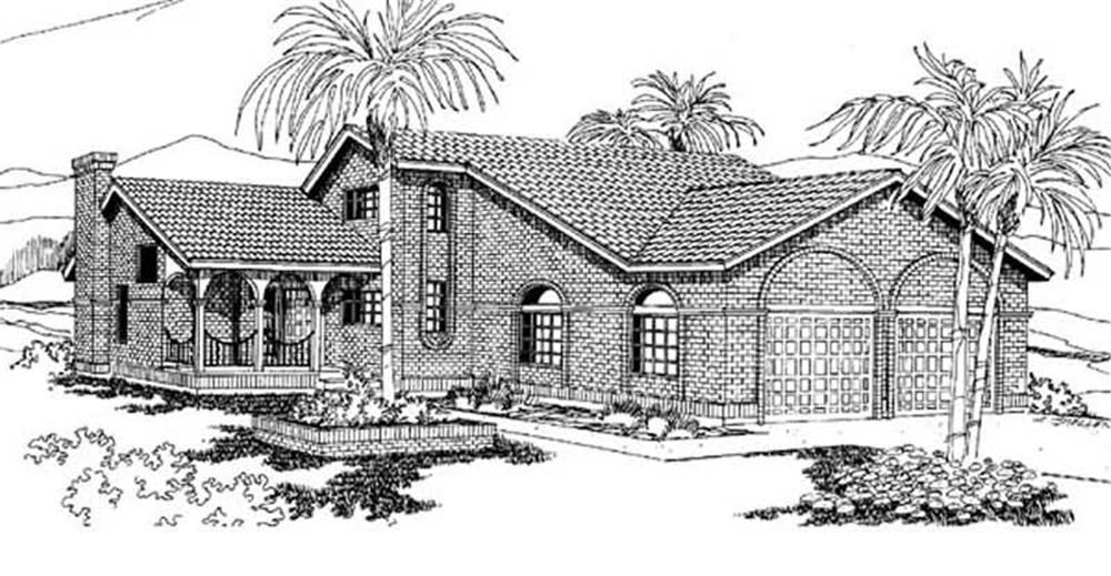 Front view of Mediterranean home (ThePlanCollection: House Plan #145-1886)