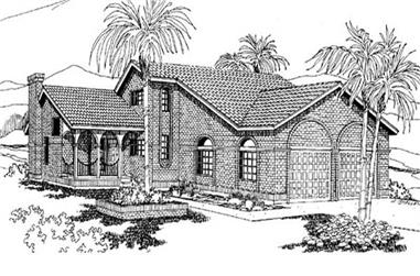 4-Bedroom, 2228 Sq Ft Mediterranean House Plan - 145-1886 - Front Exterior
