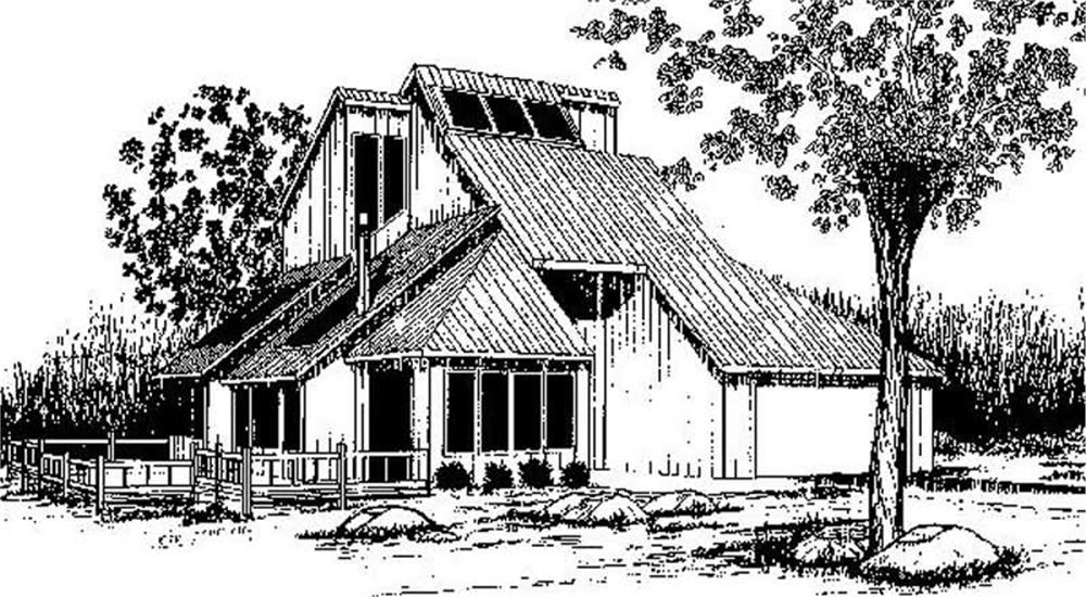 Front view of Vacation Homes home (ThePlanCollection: House Plan #145-1924)