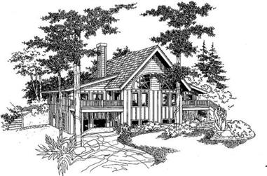 3-Bedroom, 2074 Sq Ft Log Cabin House Plan - 145-1938 - Front Exterior
