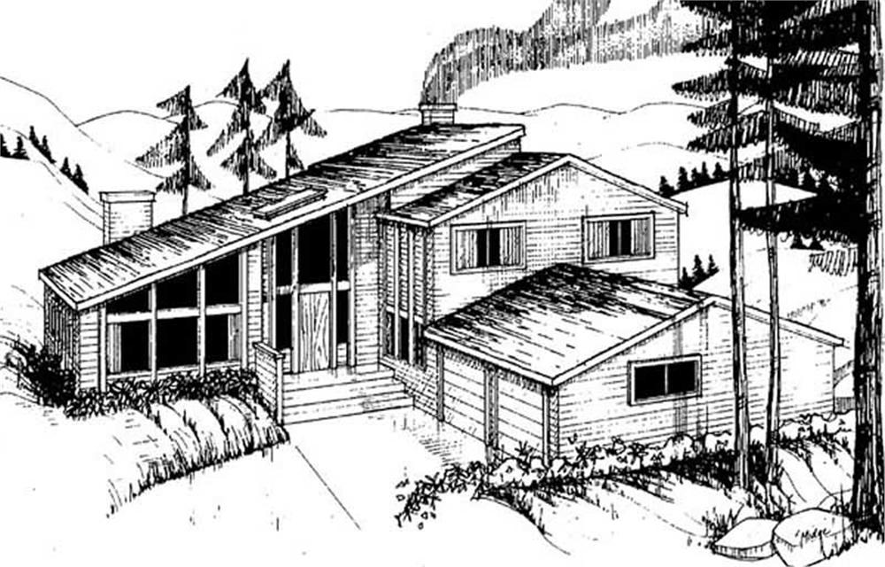Front view of Contemporary home (ThePlanCollection: House Plan #145-1942)