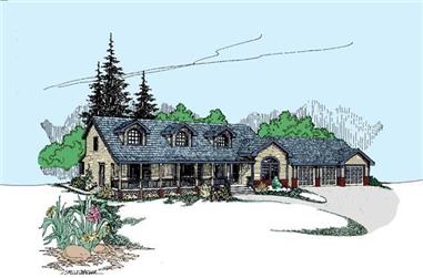 4-Bedroom, 3324 Sq Ft Country House Plan - 145-1944 - Front Exterior