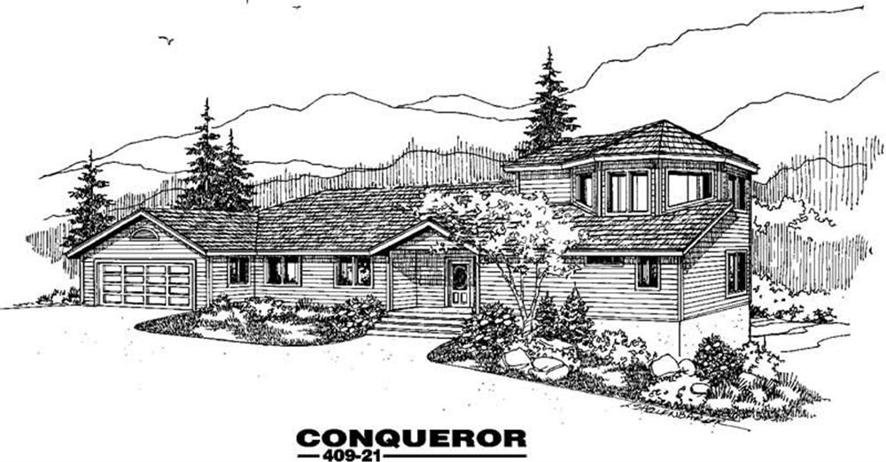 Front view of Contemporary home (ThePlanCollection: House Plan #145-1949)