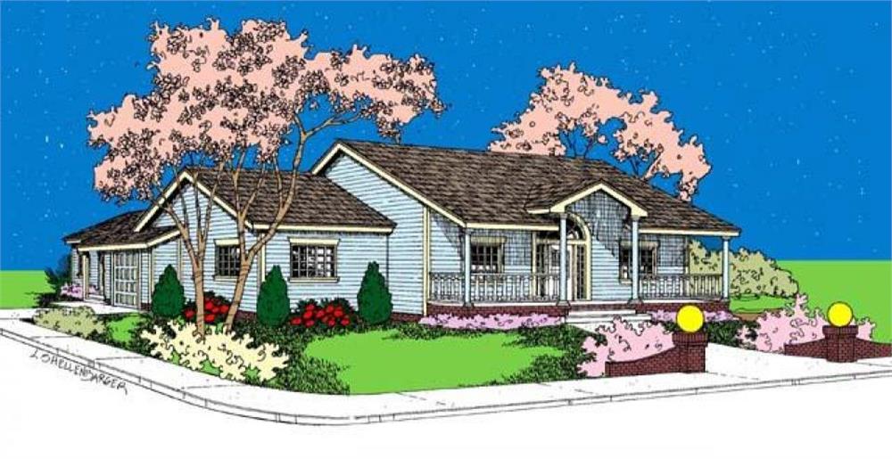 Front view of Country home (ThePlanCollection: House Plan #145-1961)