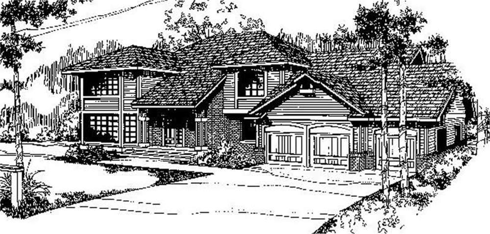 Front view of Contemporary home (ThePlanCollection: House Plan #145-1990)