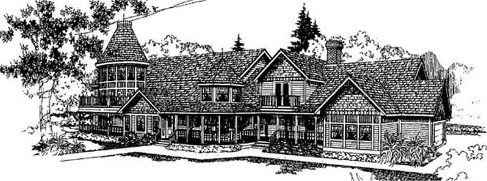 Front view of Luxury home (ThePlanCollection: House Plan #145-2007)