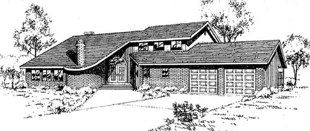 Front view of Contemporary home (ThePlanCollection: House Plan #145-2008)