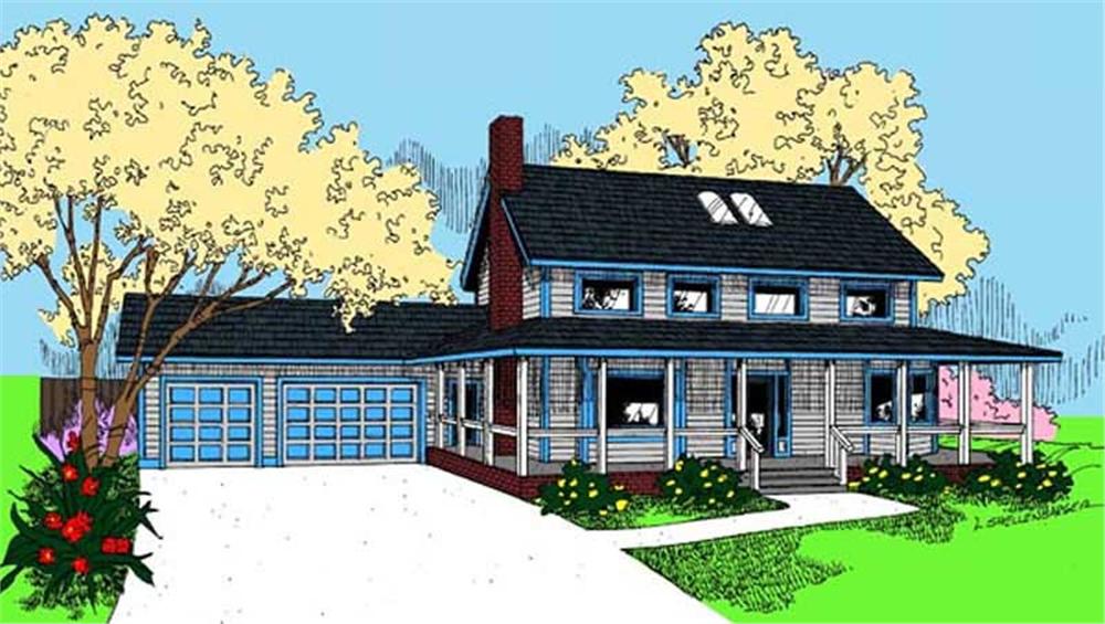 Front view of Ranch home (ThePlanCollection: House Plan #145-2026)