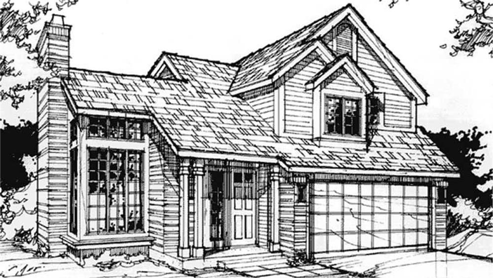 Front view of Country home (ThePlanCollection: House Plan #146-1007)