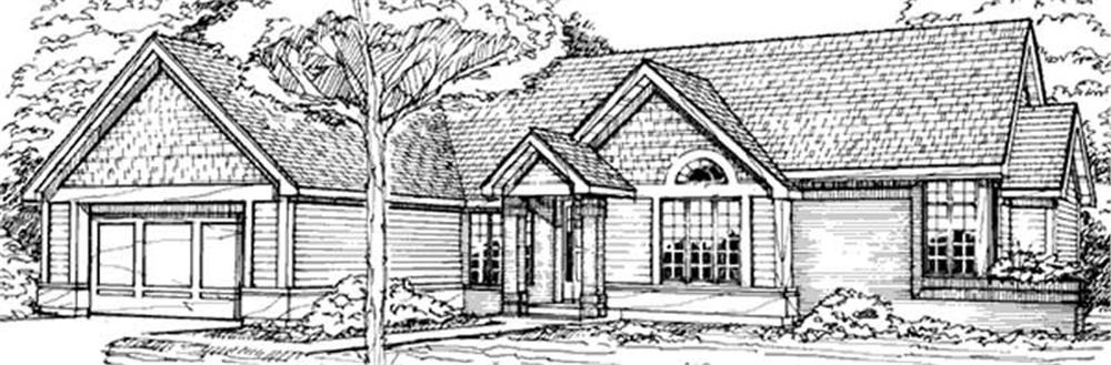 Front view of Country home (ThePlanCollection: House Plan #146-1028)