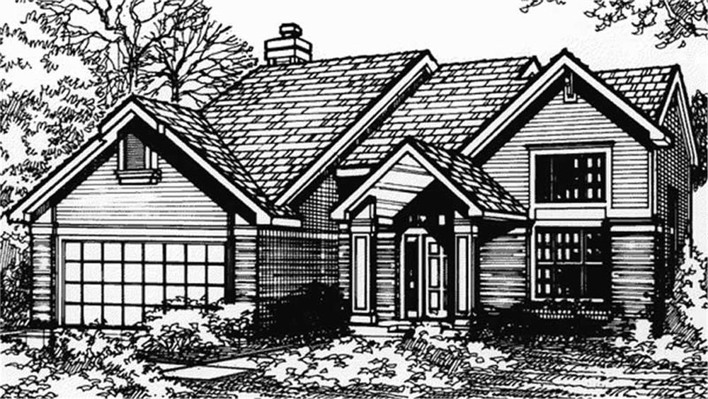 Front view of Country home (ThePlanCollection: House Plan #146-1029)