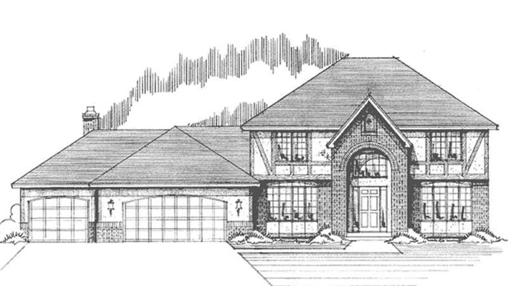 Front view of Colonial home (ThePlanCollection: House Plan #146-1034)