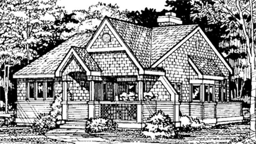 Front view of Country home (ThePlanCollection: House Plan #146-1050)