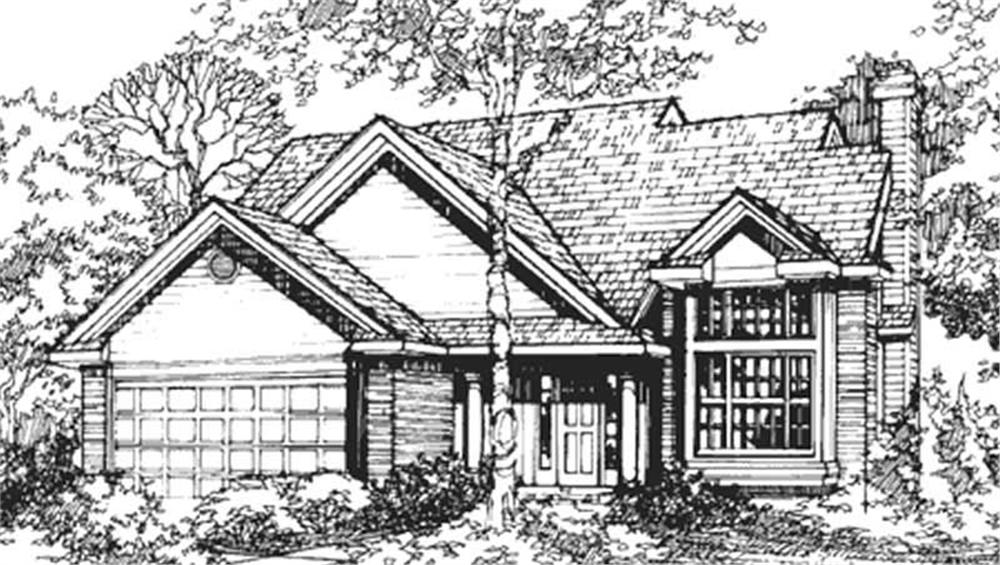 Front view of Ranch home (ThePlanCollection: House Plan #146-1065)