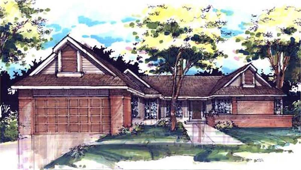 Front view of Country home (ThePlanCollection: House Plan #146-1099)