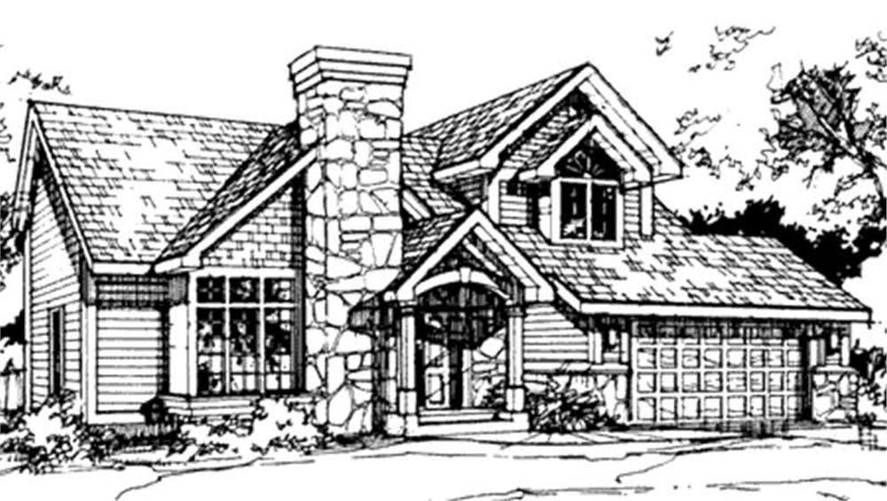 Front view of Country home (ThePlanCollection: House Plan #146-1120)