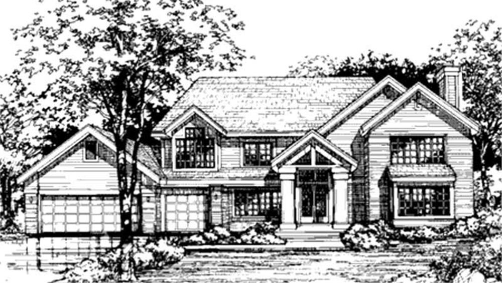 Front view of Country home (ThePlanCollection: House Plan #146-1147)