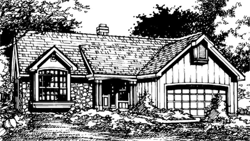 Front view of Country home (ThePlanCollection: House Plan #146-1154)
