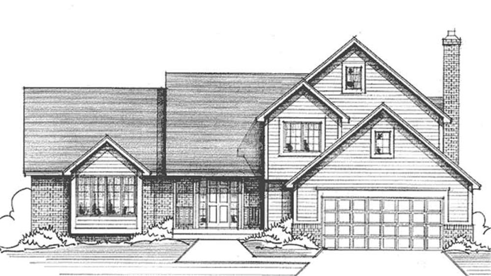 Front view of Country home (ThePlanCollection: House Plan #146-1164)