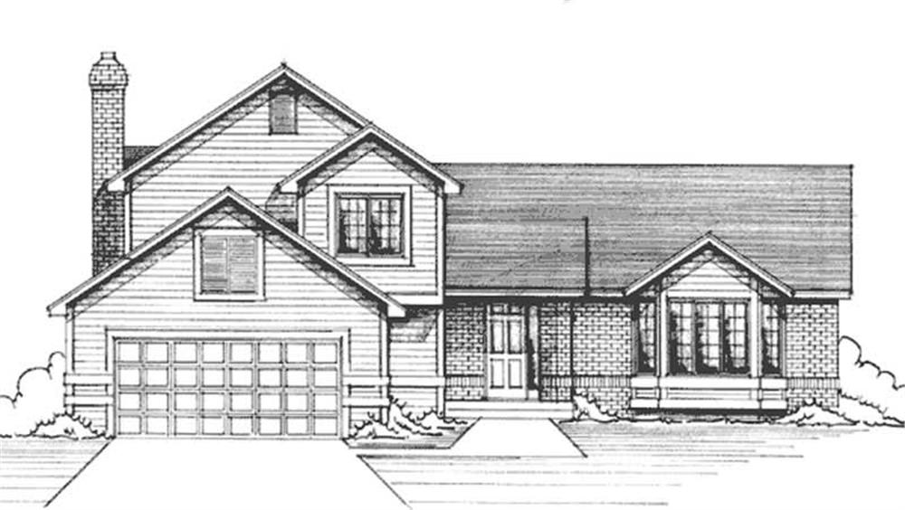 Front view of Country home (ThePlanCollection: House Plan #146-1184)