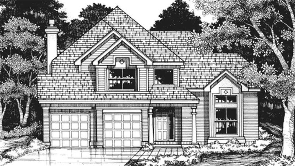 Front view of Country home (ThePlanCollection: House Plan #146-1191)