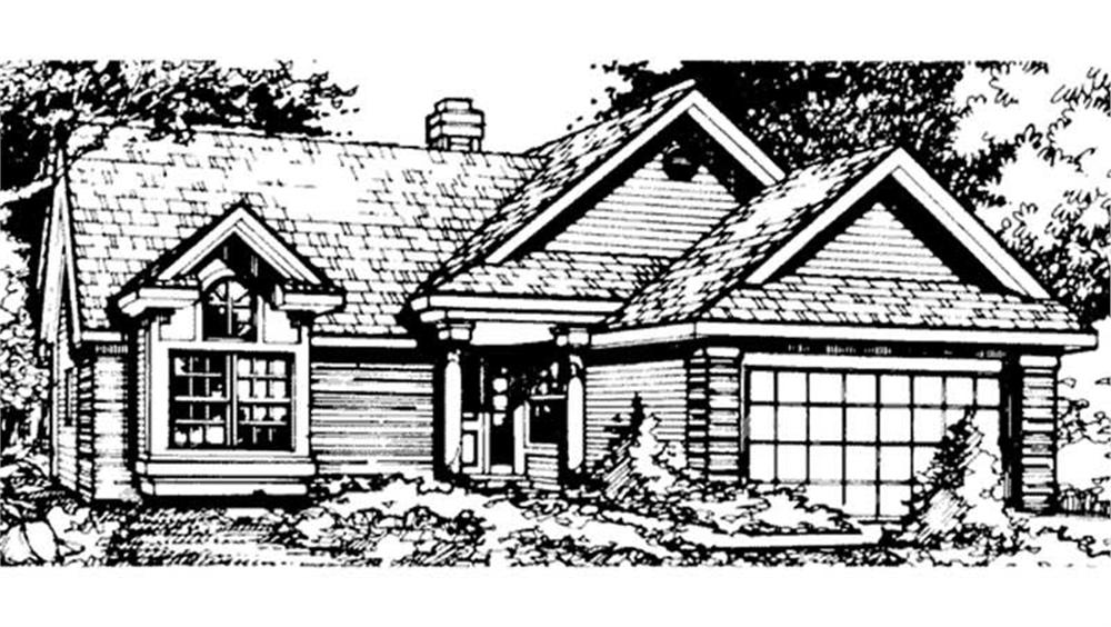 Front view of Country home (ThePlanCollection: House Plan #146-1198)