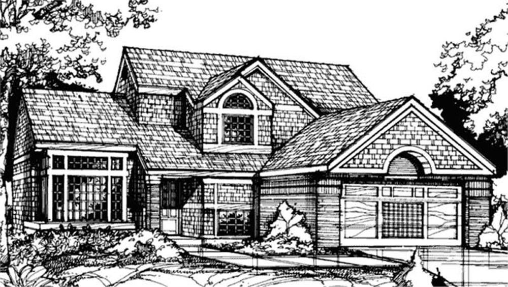 Front view of Country home (ThePlanCollection: House Plan #146-1201)