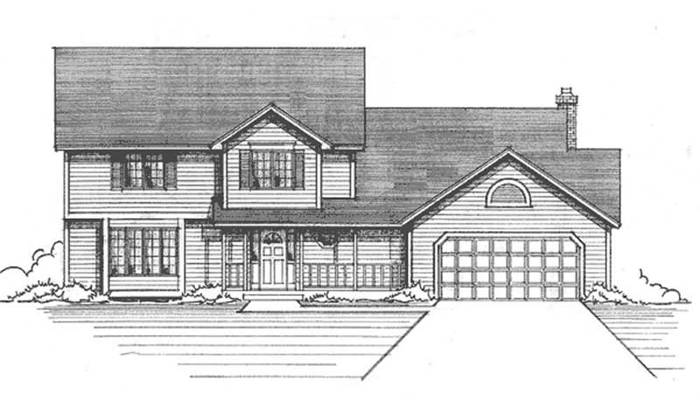 Front view of Country home (ThePlanCollection: House Plan #146-1207)