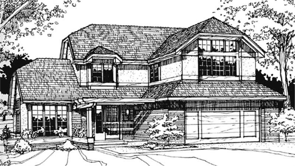 Front view of European home (ThePlanCollection: House Plan #146-1225)