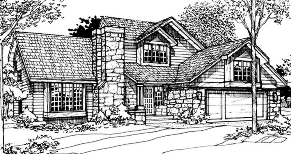 Front view of Country home (ThePlanCollection: House Plan #146-1226)