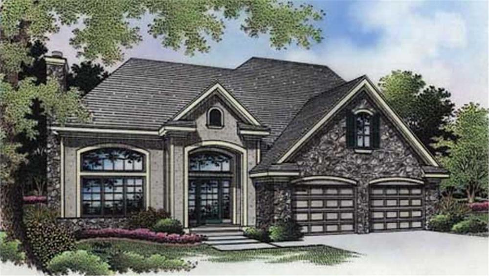 Front view of European home (ThePlanCollection: House Plan #146-1273)