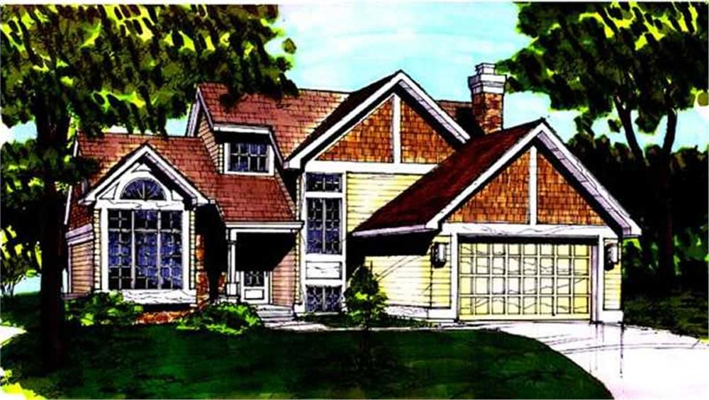 Front view of Country home (ThePlanCollection: House Plan #146-1274)