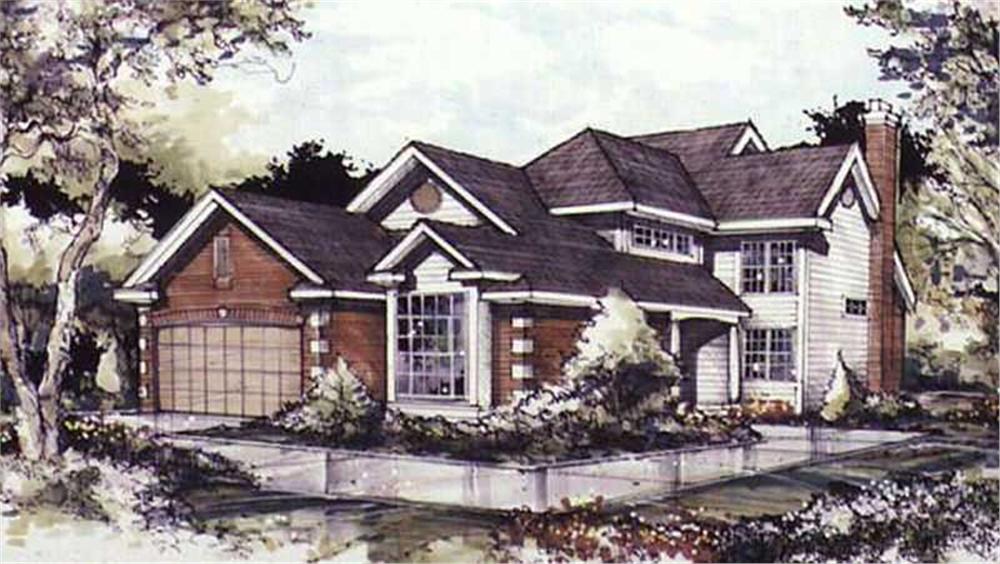 Front view of Country home (ThePlanCollection: House Plan #146-1279)